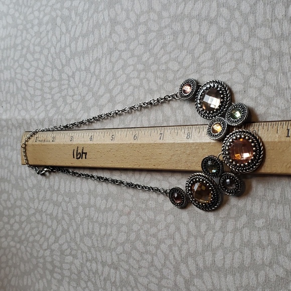 Autumn Colored Rhinestone Silver-tone Necklace - Picture 5 of 6